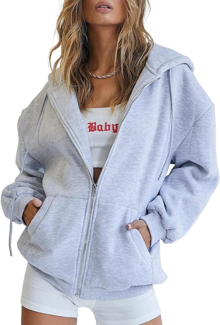 Trendy Queen Womens Zip Up Hoodies Oversized Sweatshirts Fall School Fashion Outfits Casual Jackets 2025 Winter Clothes